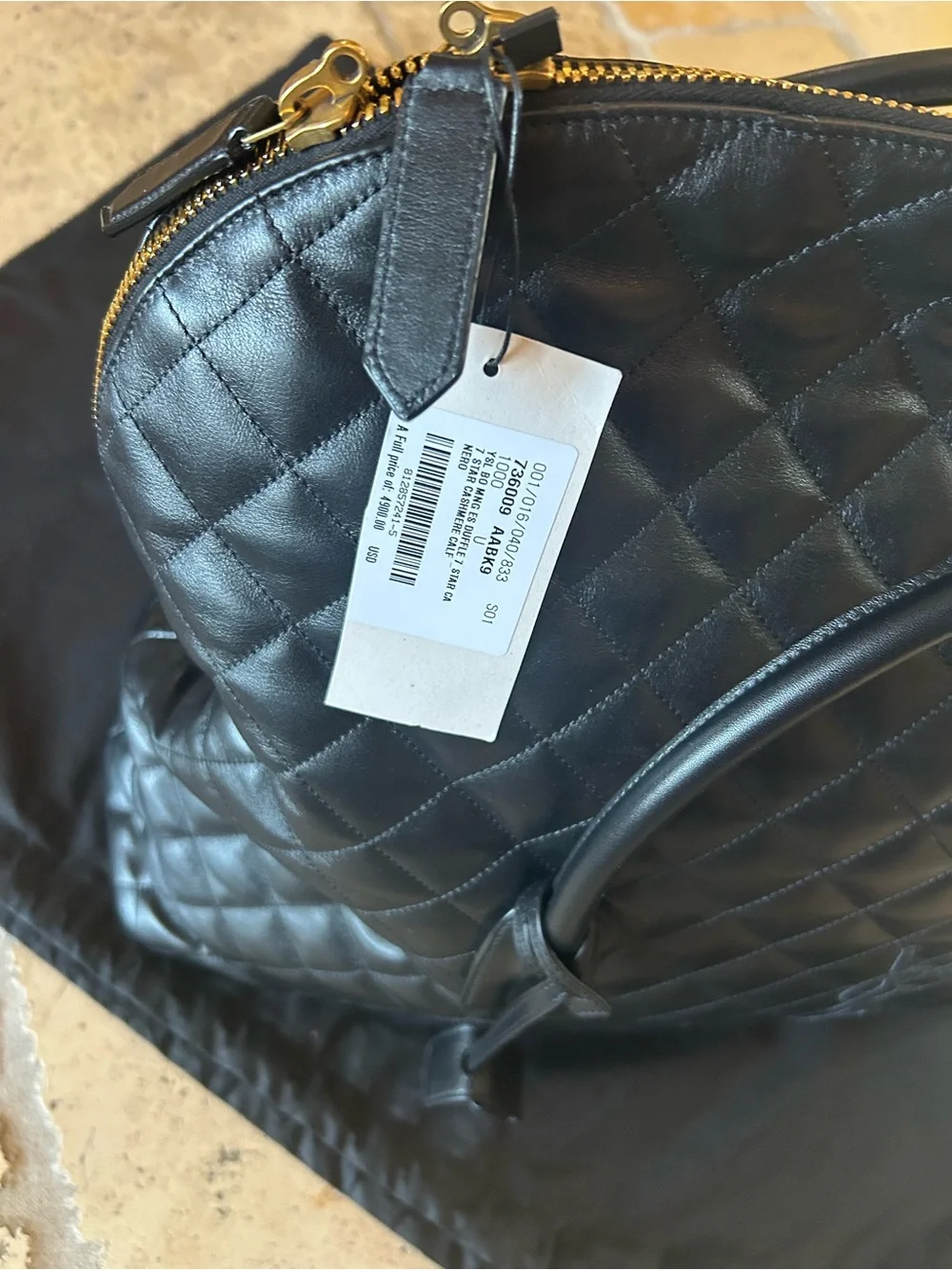 Saint Laurent YSL monogram ES giant Black Quilted Leather travel bag made Italy